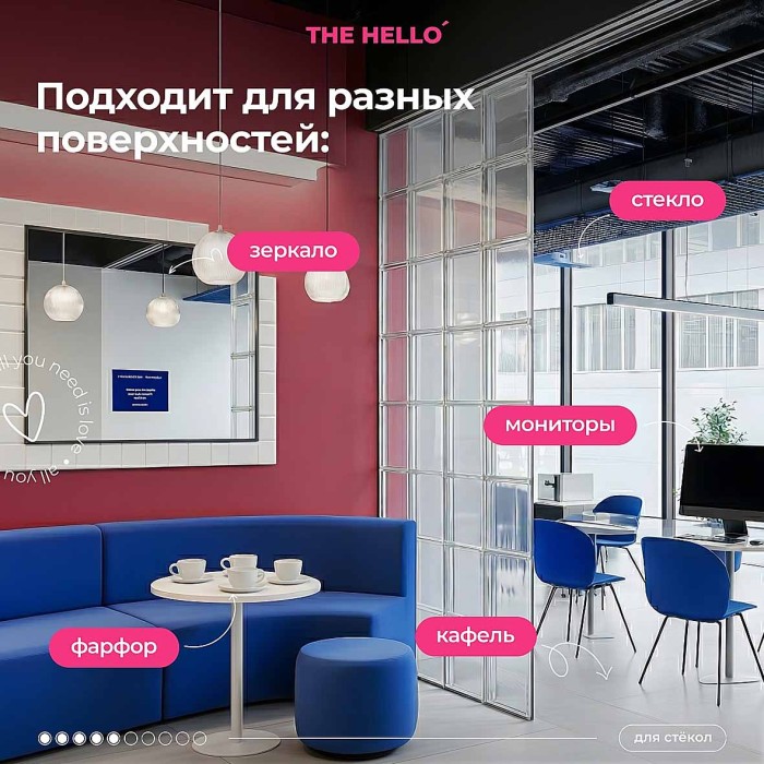 Средство чистящие The Hello для стекол и зеркал 750мл пэт