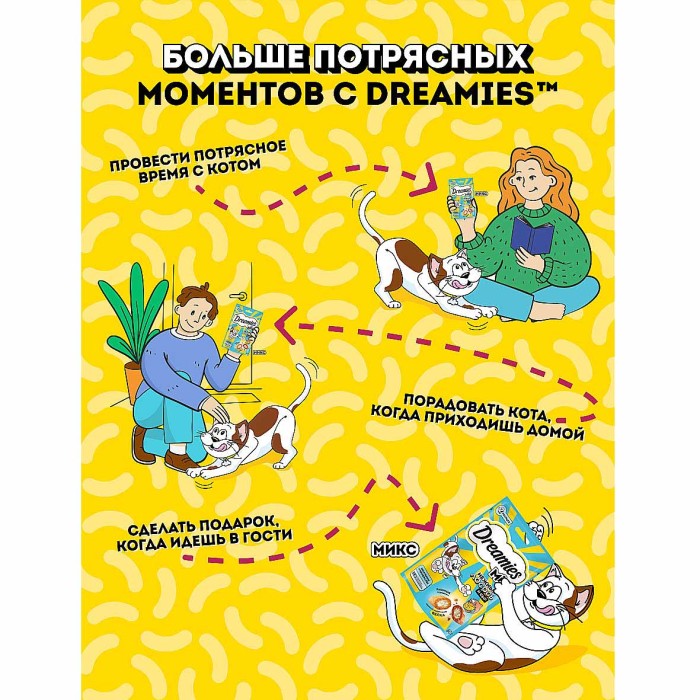 Корм для кошек Dreamies Микс лосось-сыр 60гр пауч