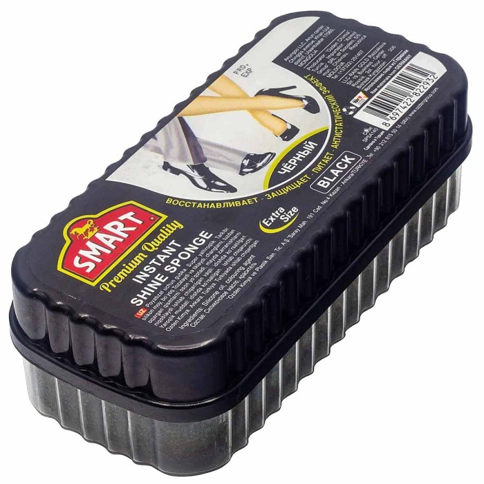 Губка-блеск для обуви Smart extra size черная большая