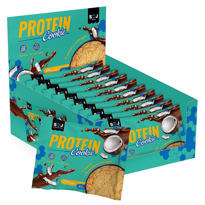 Печенье SOJ Protein Cookie с кокосом и шоколадом 40гр м/у