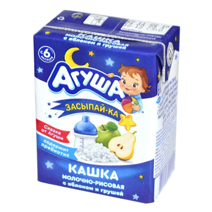 Каша Агуша рисовая молочная яблоко-груша с 6мес 0,2л т/п