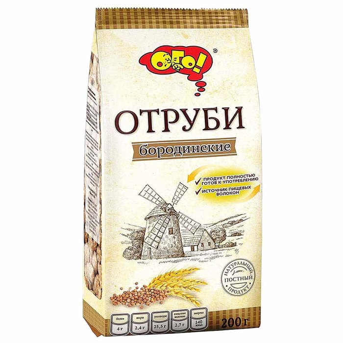 Отруби Ого! Бородинские экструдированные 200гр м/у