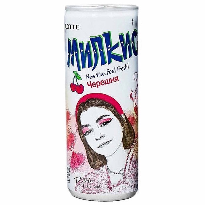 Напиток Lotte Милкис черешня газ 250мл ж/б