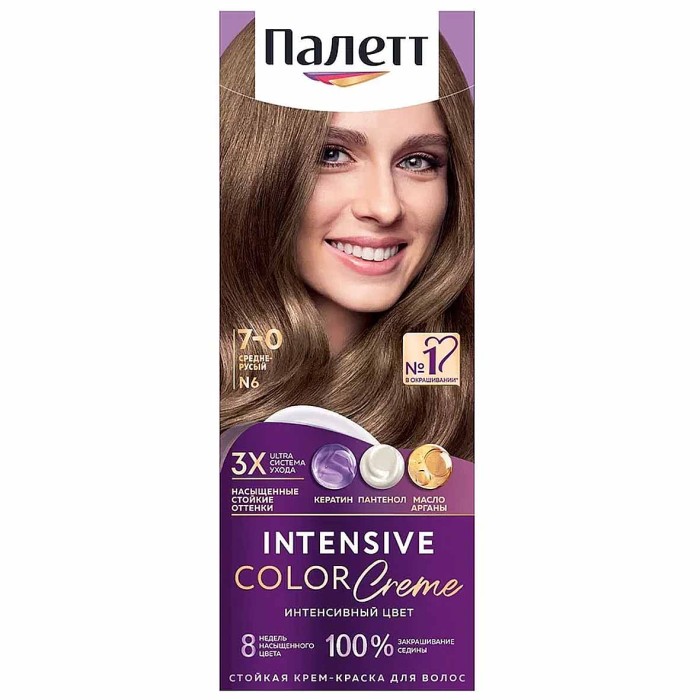 Краска для волос Palette ICC N6 Средне-русый 110гр к/у П