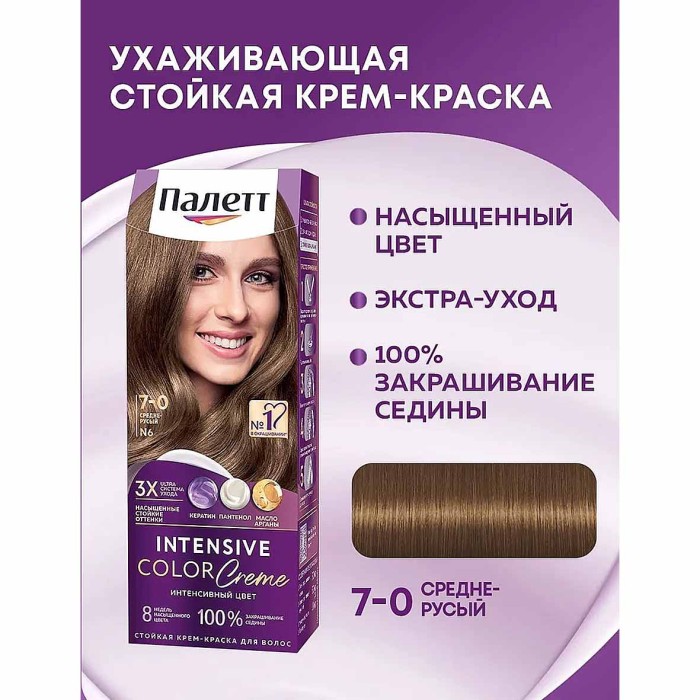 Краска для волос Palette ICC N6 Средне-русый 110гр к/у П