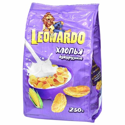 Хлопья кукурузные Leonardo 250гр м/у