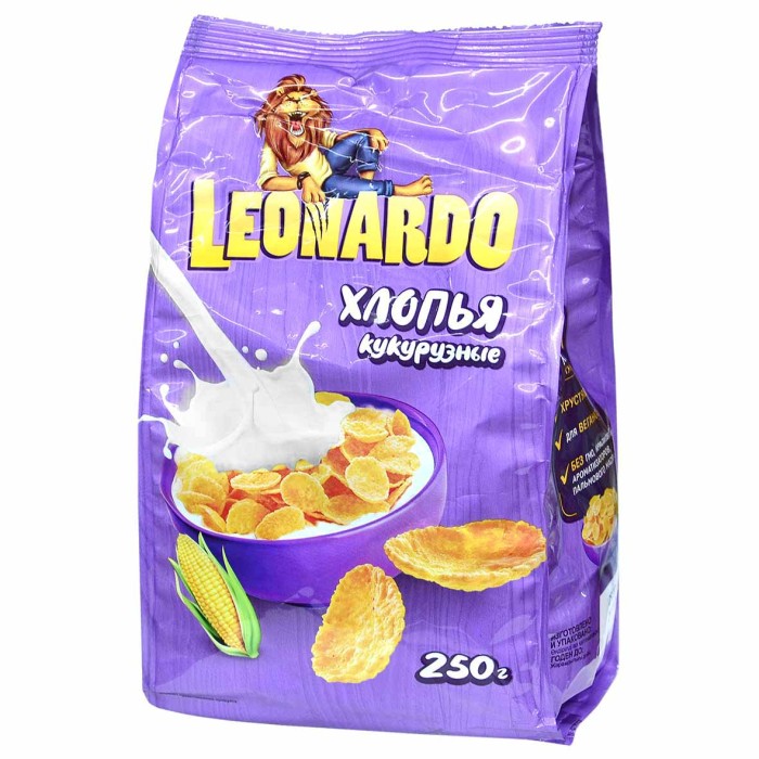 Хлопья кукурузные Leonardo 250гр м/у