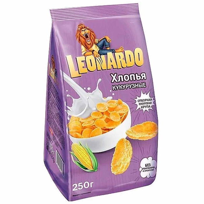 Хлопья кукурузные Leonardo 250гр м/у