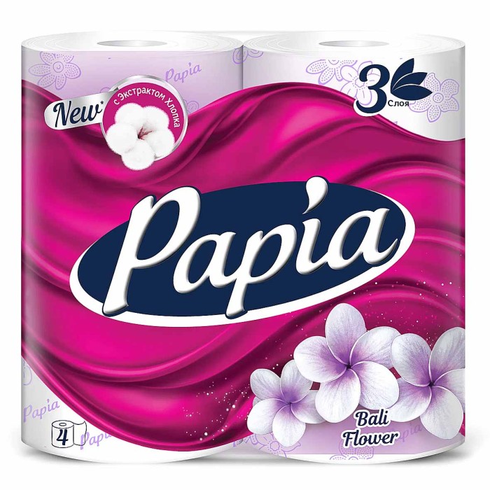 Бумага туалетная Papia Цветы Балли 3сл 4рул м/у