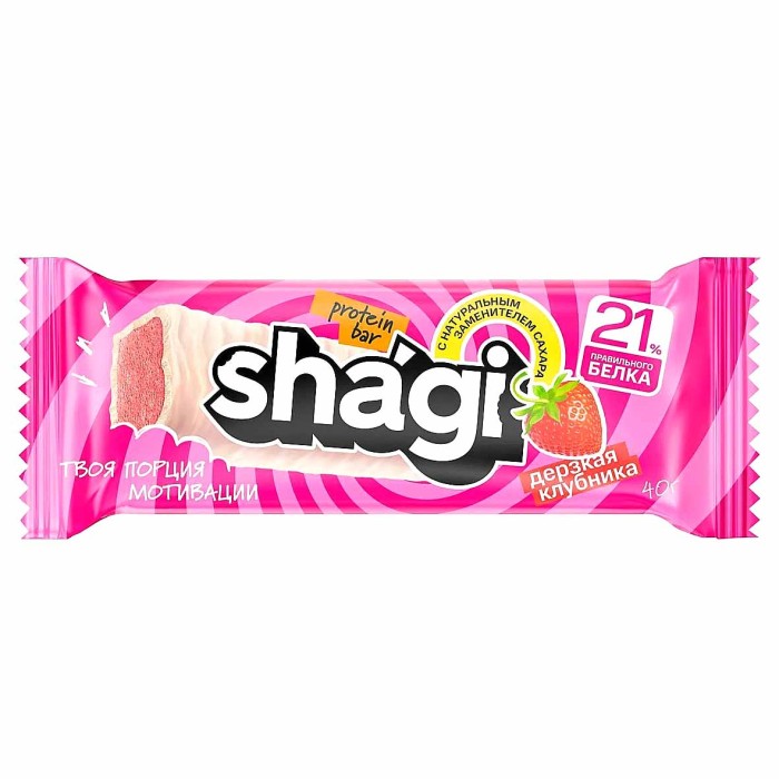 Батончик протеиновый Shagi со вкусом клубники 40гр м/у