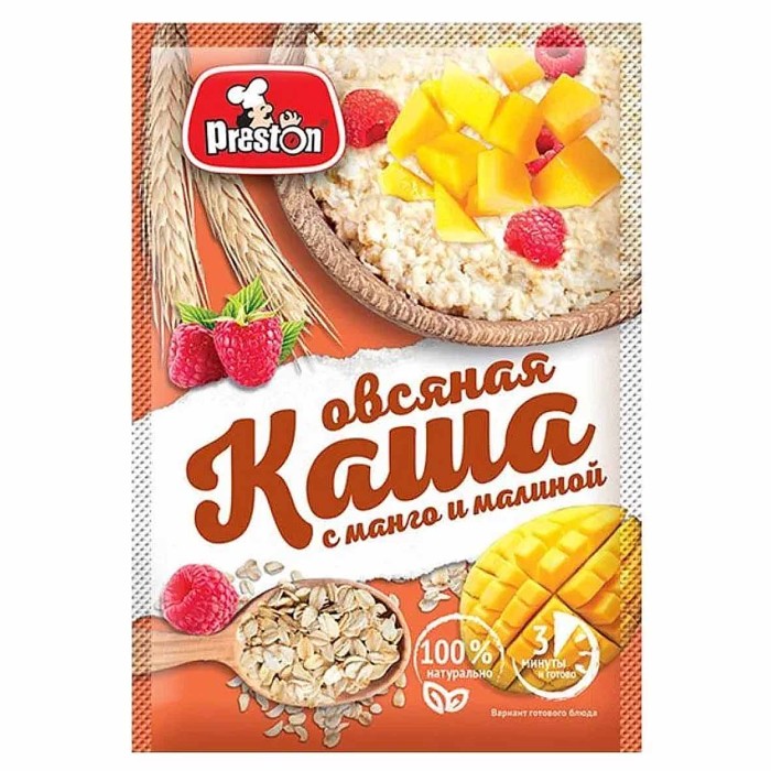 Каша Preston овсяная с манго и малиной 37гр м/у