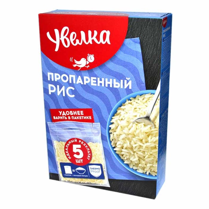 Крупа рис Увелка длиннозерный пропаренный 5*80гр к/у