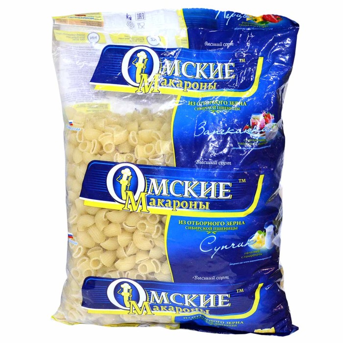 Макароны Омские лапотки в/с 800гр м/у