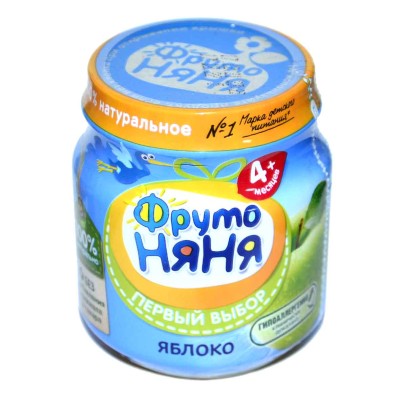 Пюре ФрутоНяня яблоко с 4мес 100гр ст/б
