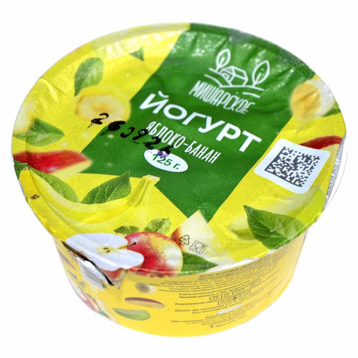 Йогурт Мишарское яблоко/банан 2,5%  125гр стакан