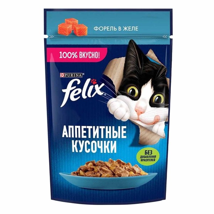 Корм для кошек Felix Аппетитные кусочки форель 75гр пауч
