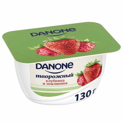 Десерт творожный Danone клубника-земляника 3,6% 130гр пэт