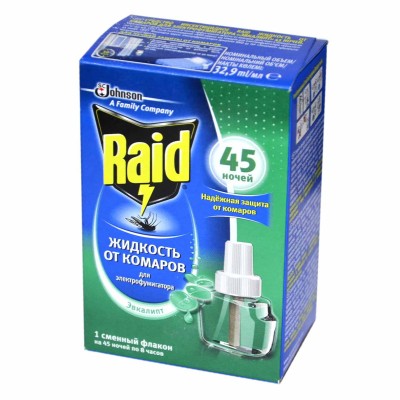 Жидкость для электрофумигатора Raid от камаров эвкалипт 45ночей 32,9мл к/у