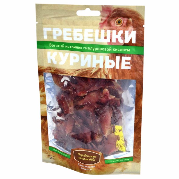 Лакомство для собак Деревенские Лакомства гребешки куриные 50гр м/у