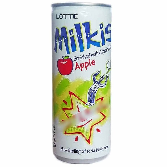 Напиток Lotte Милкис яблоко газ 250мл ж/б