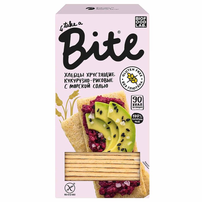 Хлебцы Take a Bite Кукурузно-рисовые с морской солью 150гр м/у