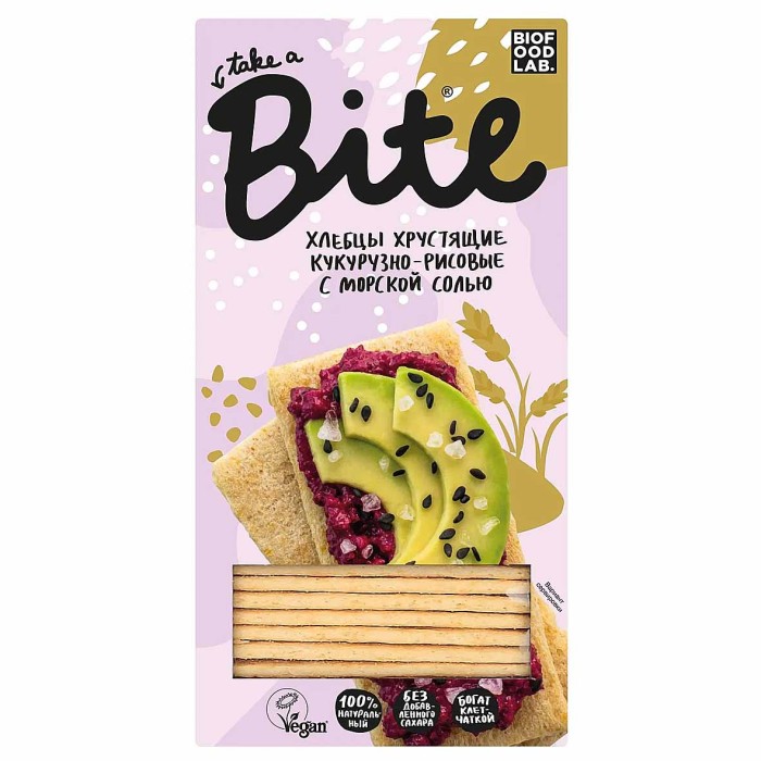 Хлебцы Take a Bite Кукурузно-рисовые с морской солью 150гр м/у