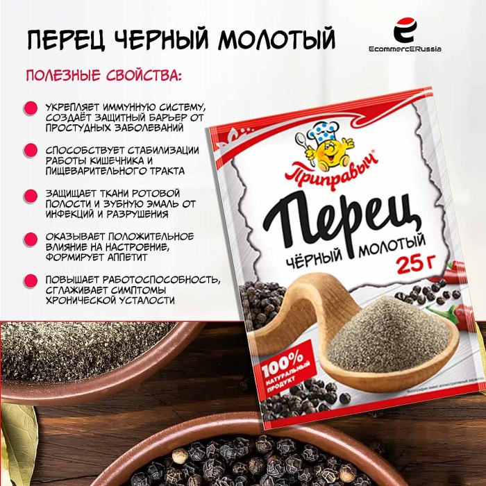Перец черный Приправыч молотый 25гр м/у