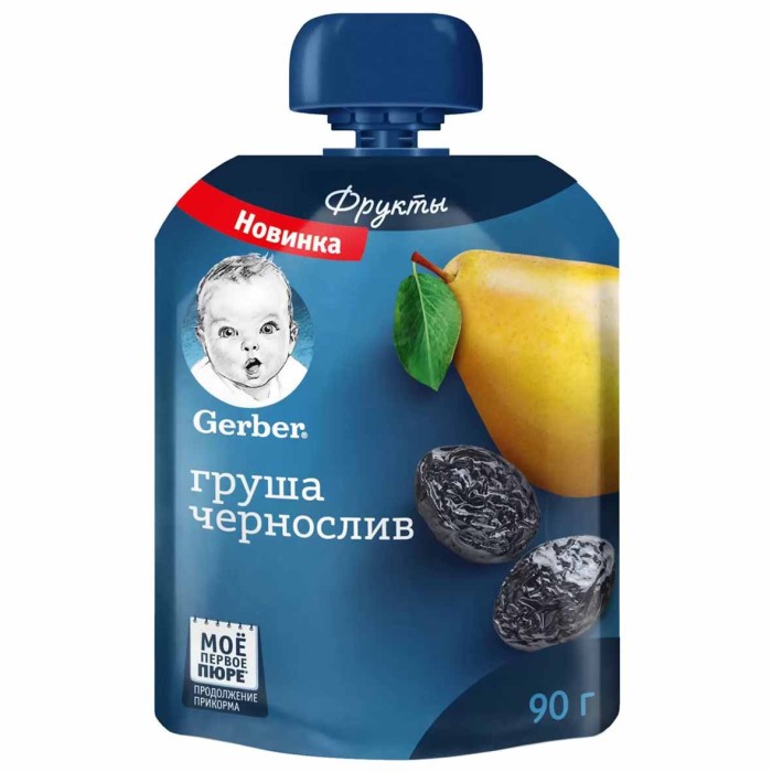 Пюре Gerber груша-чернослив с 5мес 90гр пауч
