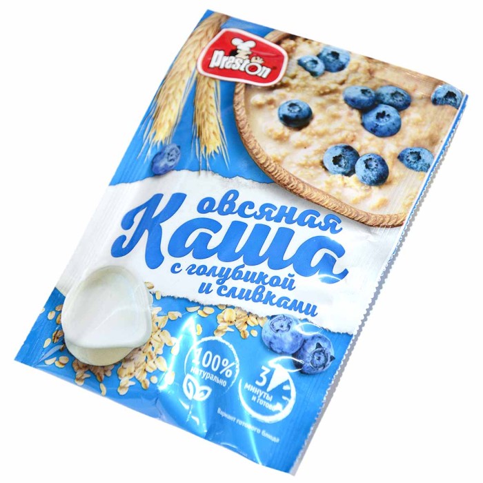 Каша Preston овсяная с голубикой и сливками 37гр м/у