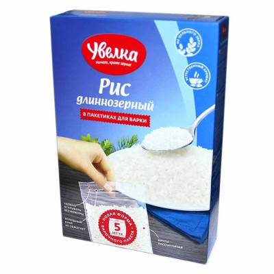 Крупа рис Увелка длиннозерный шлифованный 5*80гр к/у