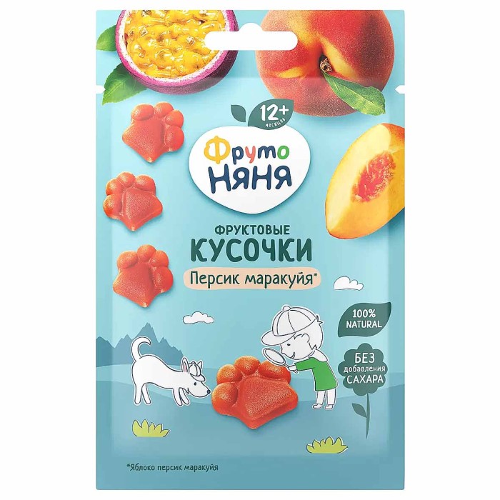 Кусочки фруктовые ФрутоНяня яблоко-персик-маракуйя с 12 мес 15гр м/у