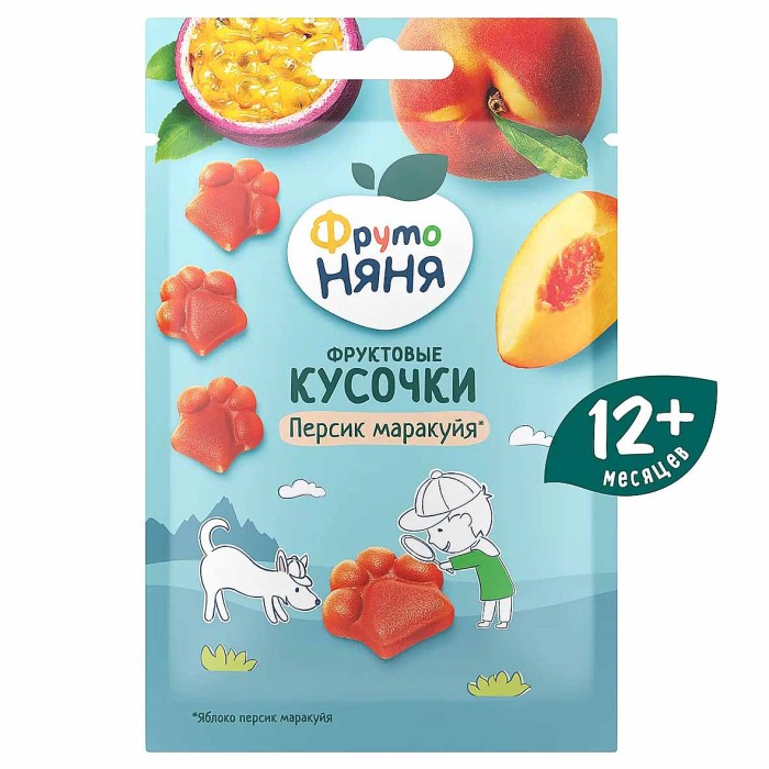 Кусочки фруктовые ФрутоНяня яблоко-персик-маракуйя с 12 мес 15гр м/у