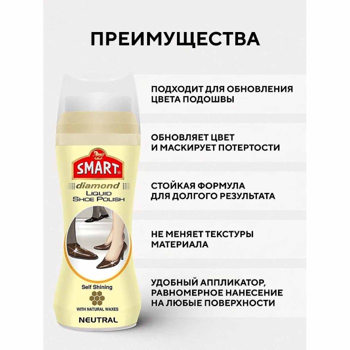 Краска-лак для обуви Smart водоотталкивающая бесцветная 75мл пэт