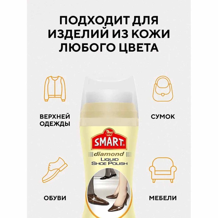 Краска-лак для обуви Smart водоотталкивающая бесцветная 75мл пэт