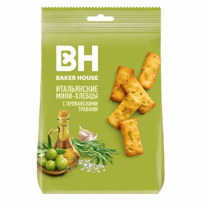 Хлебцы-мини Baker Hause Итальянские прованские травы,оливковое масло,морская соль 110гр м/у