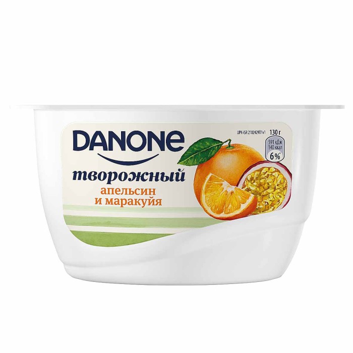 Десерт творожный Danone апельсин-маракуйя 3,6% 130гр пэт