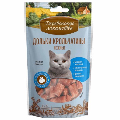 Лакомство для кошек Деревенские Лакомства дольки крольчатины 45гр м/у