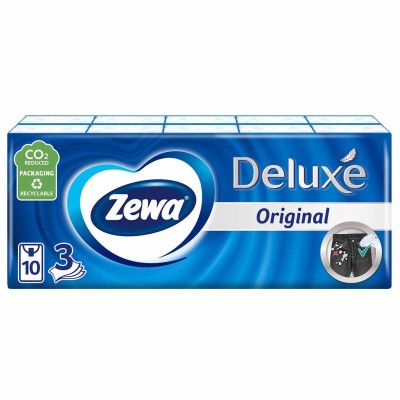 Платочки бумажные Zewa Deluxe 3сл 10*10шт м/у