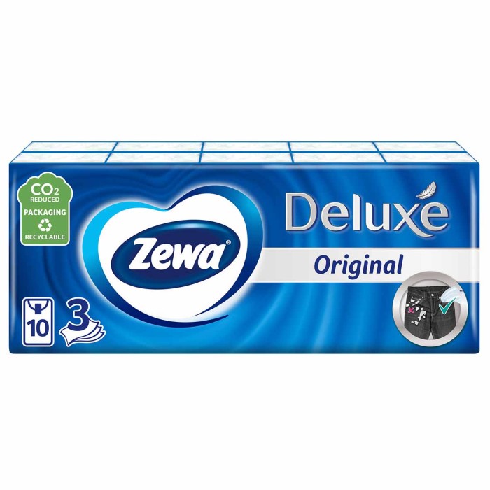 Платочки бумажные Zewa Deluxe 3сл 10*10шт м/у