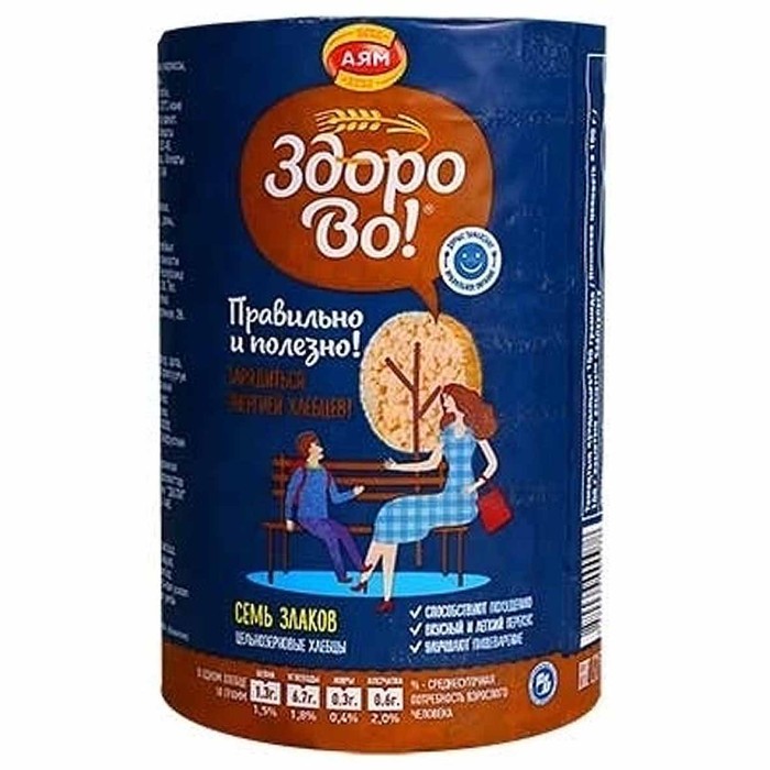 Хлебцы ЗдороВо! цельнозерновые 7 злаков 100гр м/у