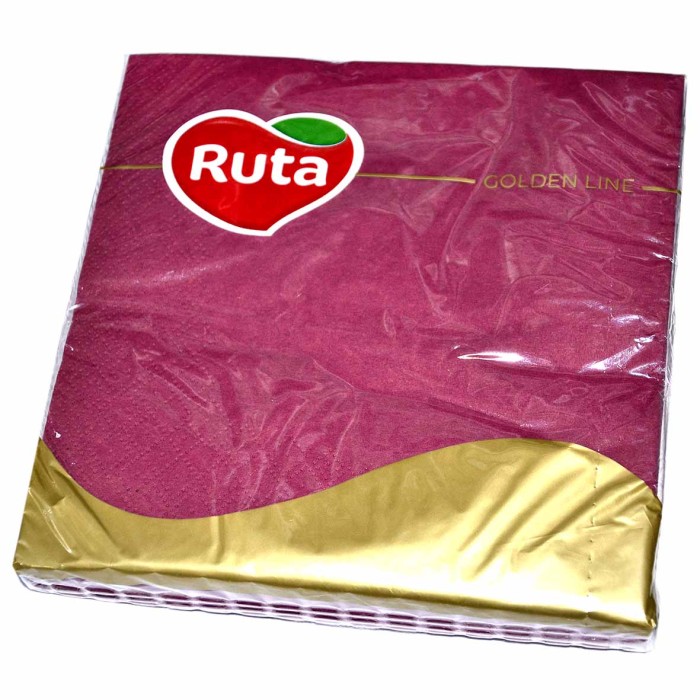 Салфетки бумажные Ruta Бордовые 3сл 33*33см 20шт м/у