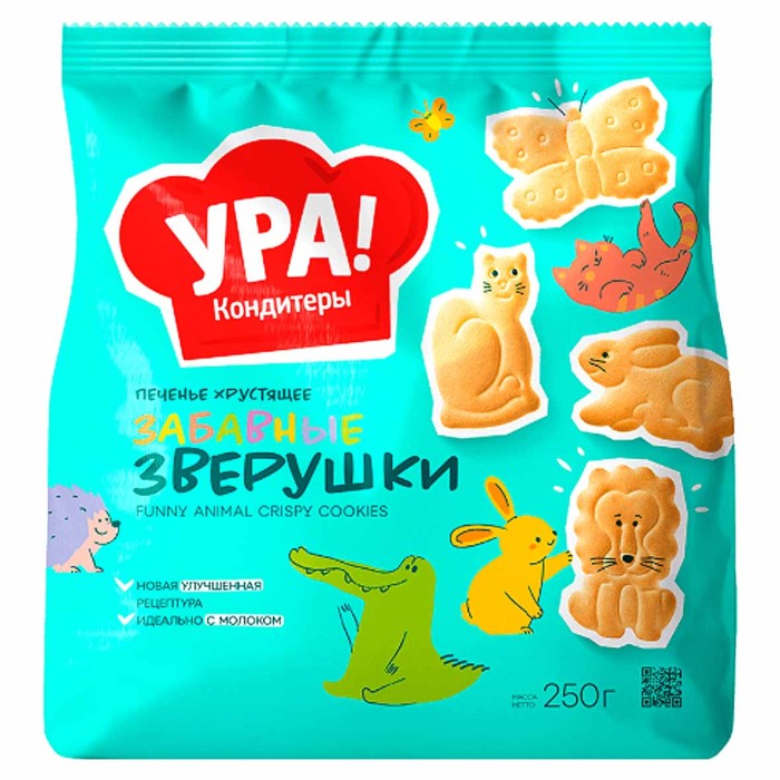 Печенье Ура Кондитеры забавные зверушки 250гр м/у