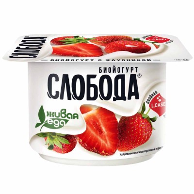Биойогурт Слобода клубника 2,5% 125гр пэт