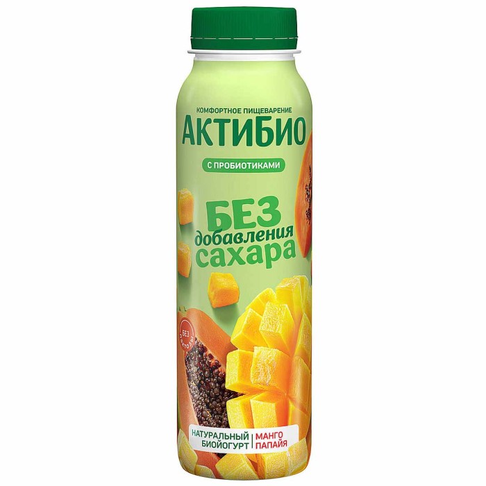 Биойогурт питьевой Актибио манго-папайя 1,5% 260гр пэт
