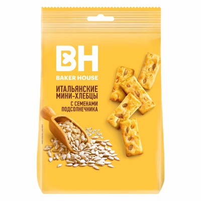 Хлебцы-мини Baker Hause семена подсолнечника,оливковое масло,морская соль 110гр м/у