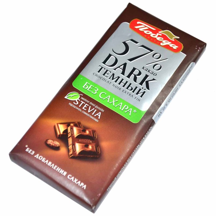 Шоколад Победа Dark темный какао без сахара 57% 100гр м/у
