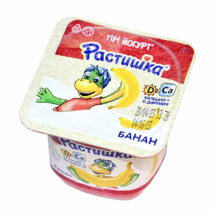 Йогурт Растишка банан 3% с 3лет 100гр пэт