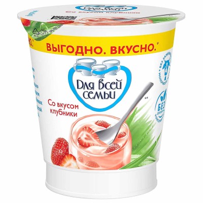 Йогурт Для всей семьи Клубника 1% 290гр пэт