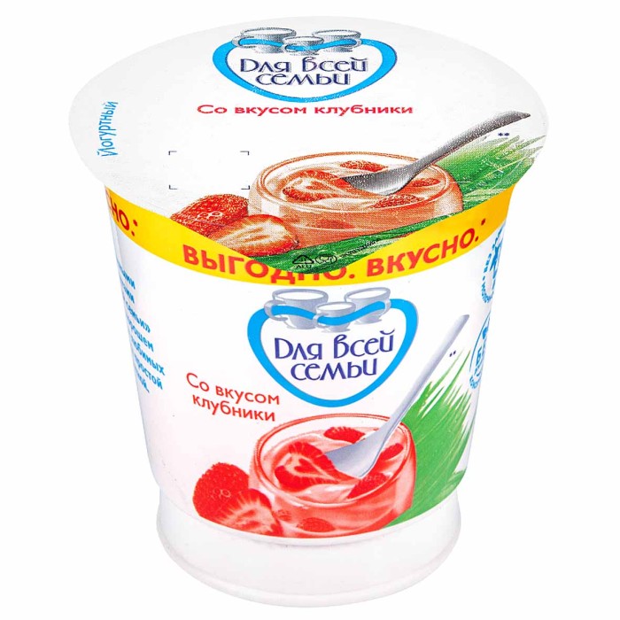 Йогурт Для всей семьи Клубника 1% 290гр пэт