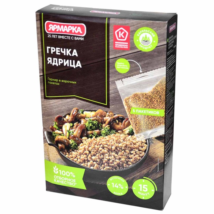 Крупа гречневая Ярмарка домашняя ядрица 5*80гр к/у
